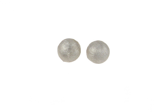 Sterling Silver Satin Brushed Dome Stud Earrings