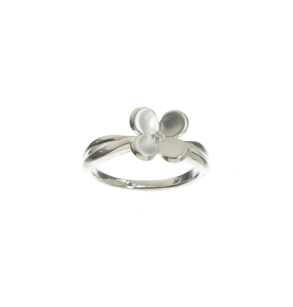 Sterling Silver Brushed Four Petals Ring