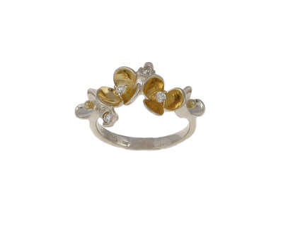 Silver and gold vermeil flower cluster ring