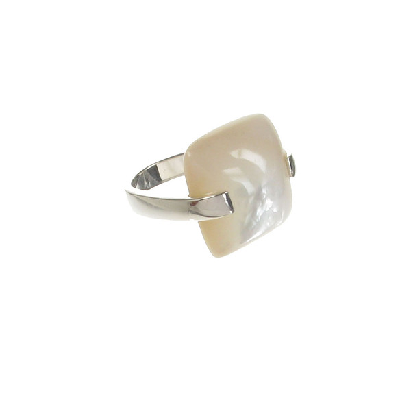 Sterling Silver and Mother of Pearl Lozenge Ring