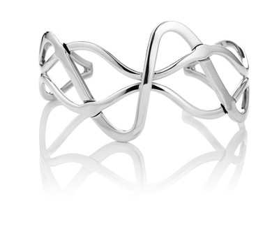 Sterling Silver Abstract Flowing Cuff Bangle