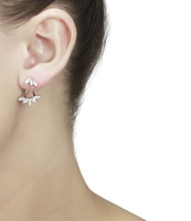 Silver and Cubic Zirconia Floral Jacket Earrings