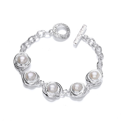 Silver and Pearl Nest Bracelet