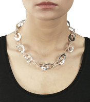 Silver Linked Twist Ovals Necklace