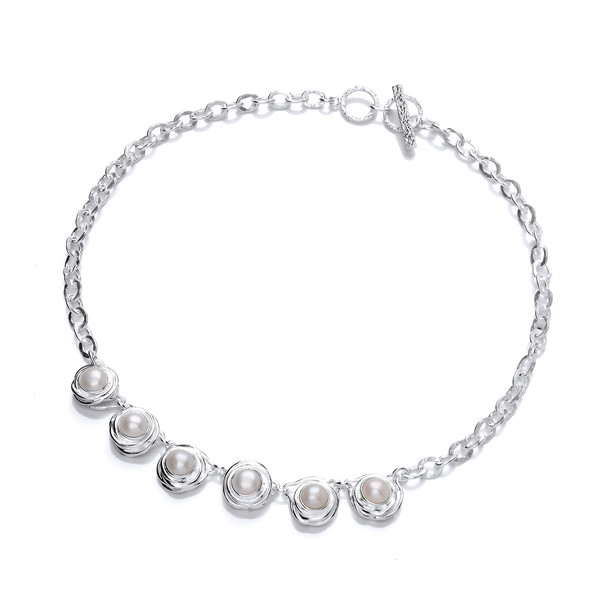 Silver and Nested Pearl Necklace