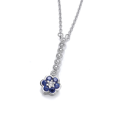 Sapphire Cubic Zirconia Pansy Necklace