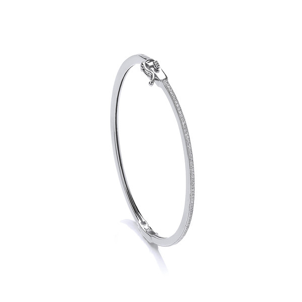 Fine Silver and CZ Hinged Bangle