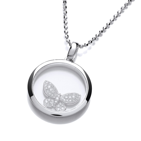 Celestial Silver & Cubic Zirconia Butterfly Pendant