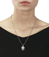 Silver & Cubic Zirconia Barn Owl Pendant with 16-18 Silver Chain