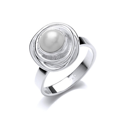 Silver and Nested Pearl Ring