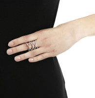 Elegant Silver & Cubic Zirconia Cross Over Ring