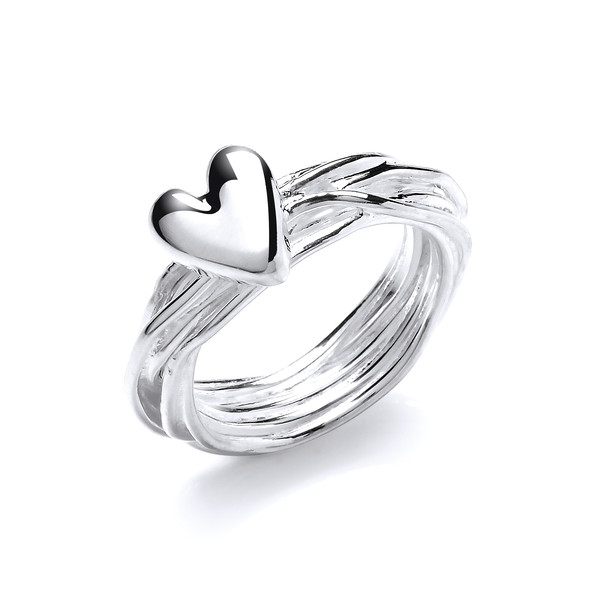 Entwined Silver and Heart Ring