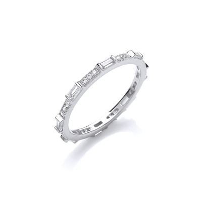 Fine Silver and  Cubic Zirconia Band Ring
