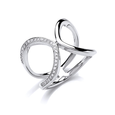 Silver and CZ Loop the Loop Ring