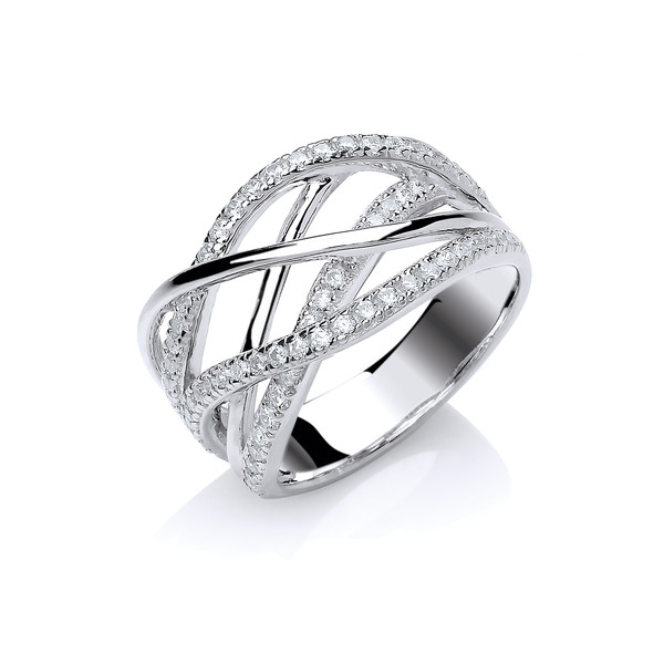 Silver and CZ Multi Twist Ring