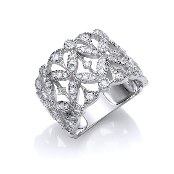 Victorian Style CZ Floral Ring