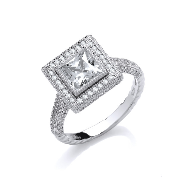 Framed Cubic Zirconia Sparkle Ring