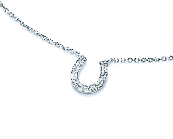 Silver and Cubic Zirconia Horseshoe Necklace