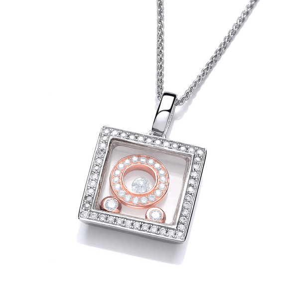 Celestial Mini CZ and Rose Gold Square Pendant without Chain