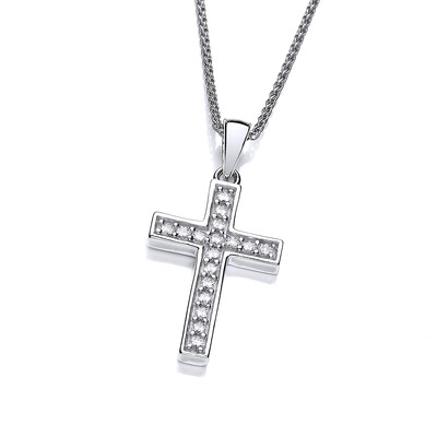 Mini Silver & Cubic Zirconia Cross Pendant