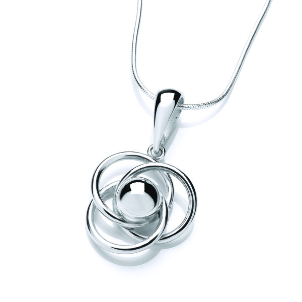 Silver Ball and Loops Pendant with Chain