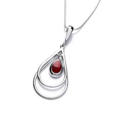 Silver and Red Jasper Double Drop Pendant