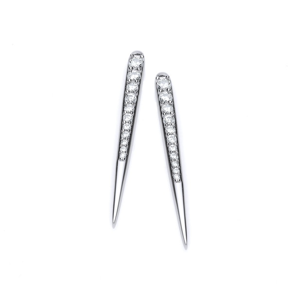 Silver and CZ Stiletto Earrings