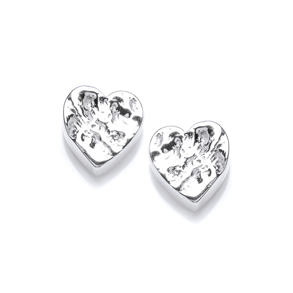 Organic Silver Heart Earrings