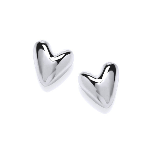 Polished Little Silver Heart Earrings