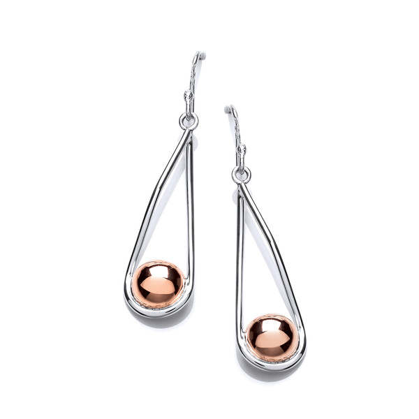 Silver and Copper Ball Drop Earrings