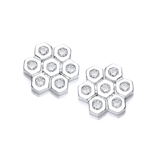 Cubic Zirconia Honeycomb Earrings