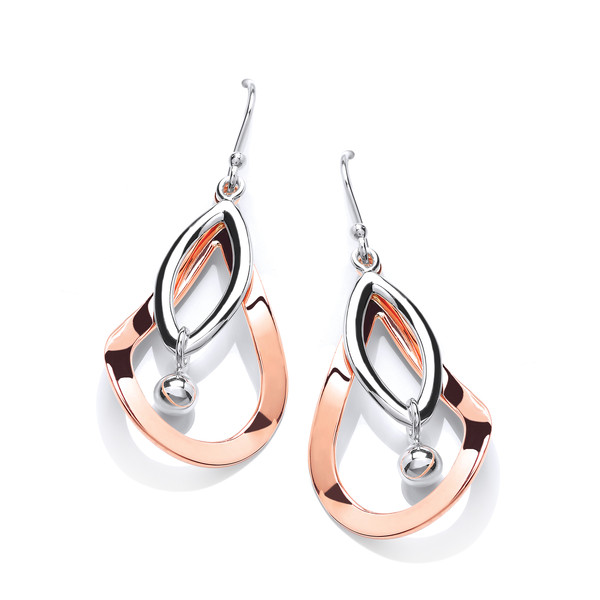 Silver and Copper Loop Drop Earrings