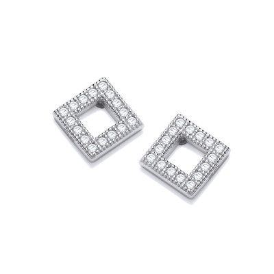 Cubic Zirconia Framed Square Earrings