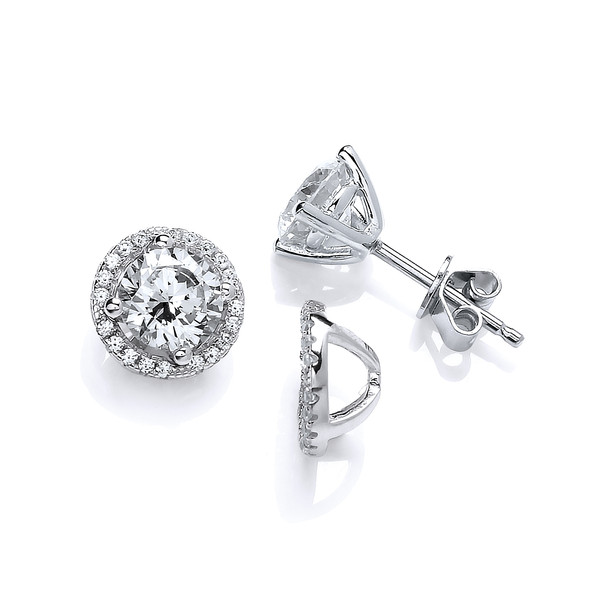 Cubic Zirconia Solitaire Earrings with Jacket