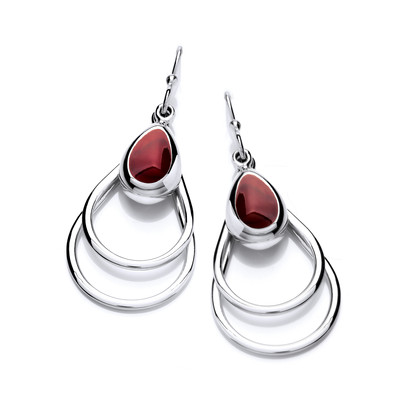 Silver and Red Jasper Double Drop Earrings