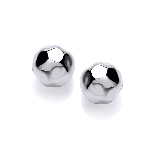 Hammered Silver Ball Stud Earrings