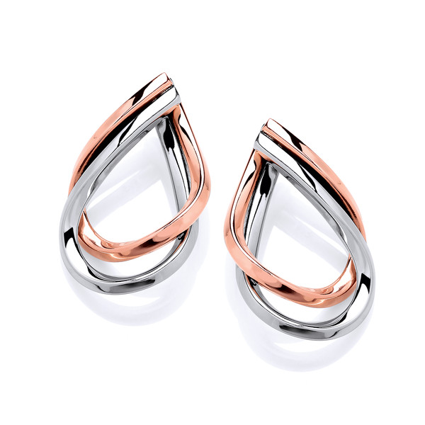 Silver and Copper Entwined Teardrop Earrings