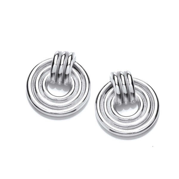 Silver Band Maze Earrings