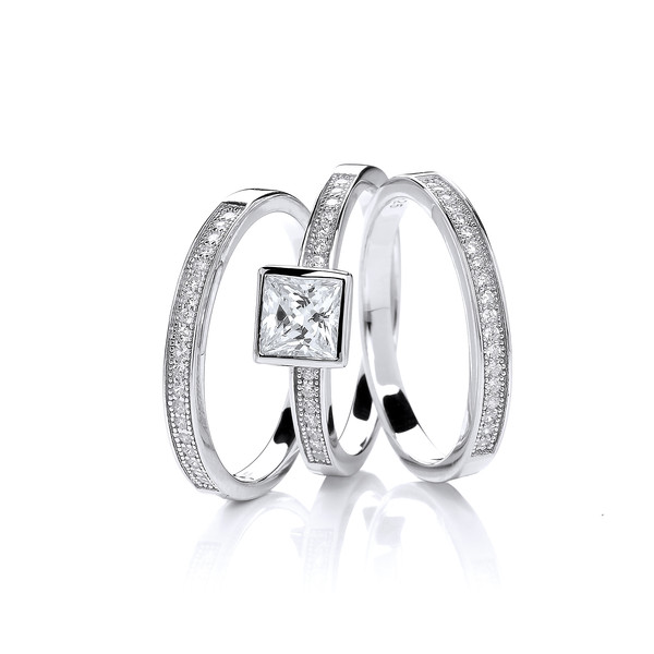 Cubic Zirconia Triple Band Stacking Ring