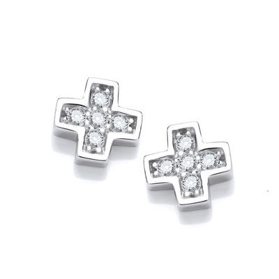 Cubic Zirconia Mini Crucifix Earrings