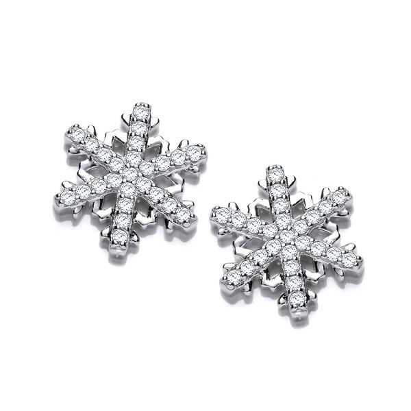 Cubic Zirconia Snowflake Earrings