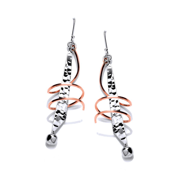 Silver and Copper Spinnaker Earrings