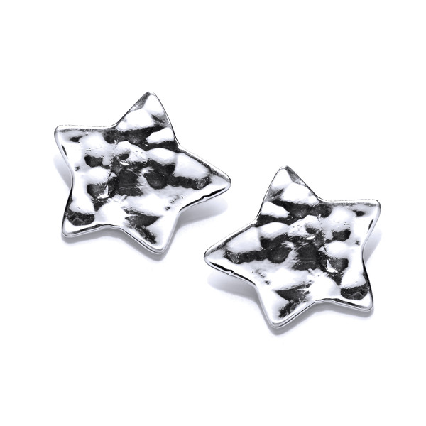 Hammered Silver Star Earrings
