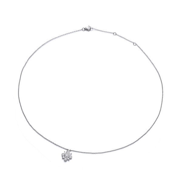 Silver & Cubic Zirconia Bubble Star Necklace - Cavendish French