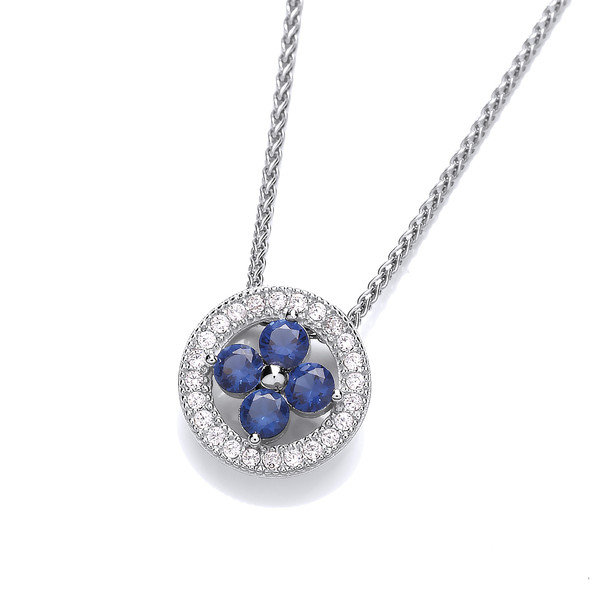 Sapphire Cubic Zirconia Flower Stud Pendant without Chain