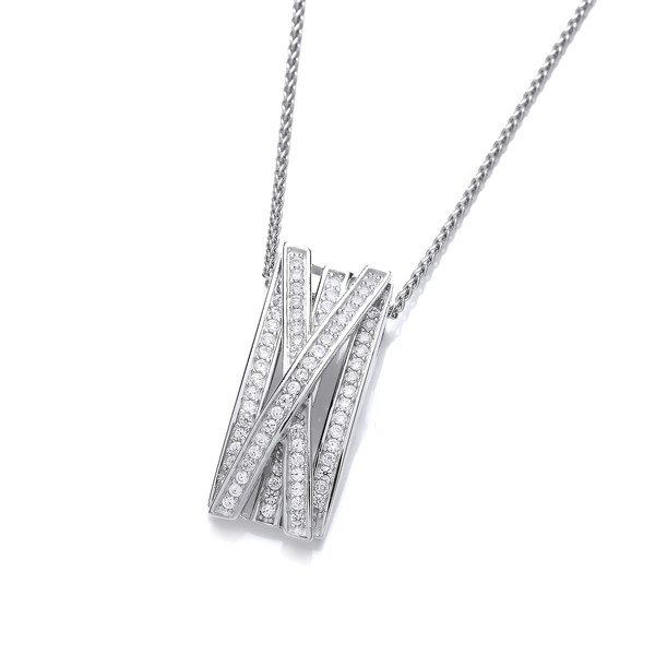 Silver and Cubic Zirconia Crossover Pendant