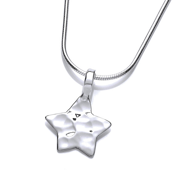 Hammered Silver Star Pendant without Chain