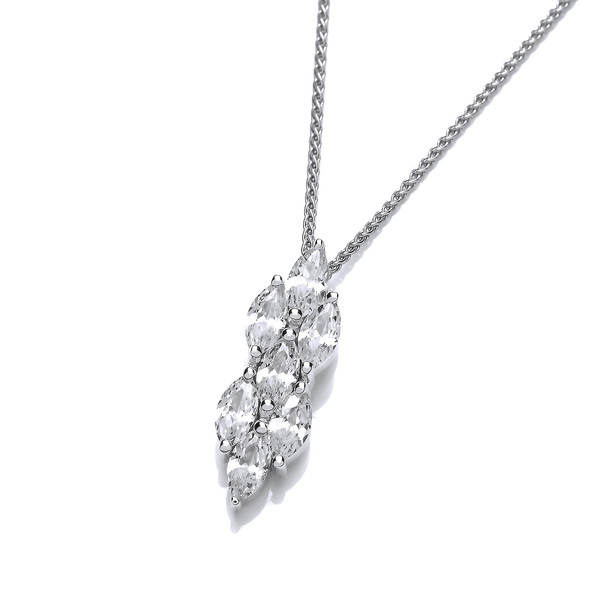 Cubic Zirconia Teardrop Cluster Pendant with a Silver Chain