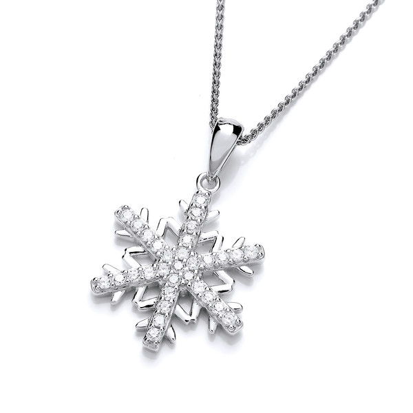 Silver & Cubic Zirconia Snowflake Pendant without Chain