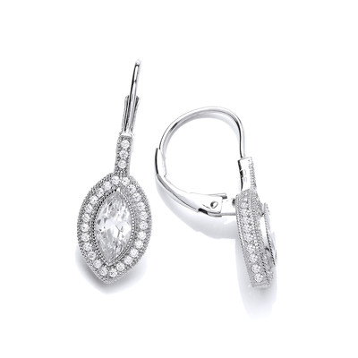 Deco Style Cubic Zirconia Marquise Drop Earrings
